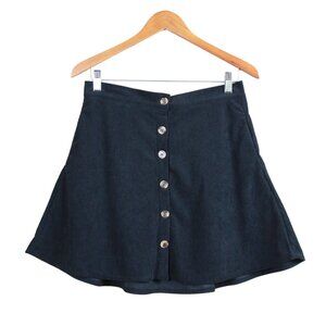 Herbatomia Black Corduroy Buttoned Skater Skirt
